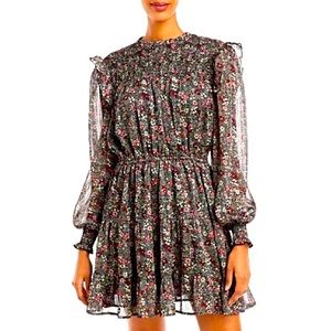 Aqua Floral Print Dress WITH TAGS SIZE LARGE